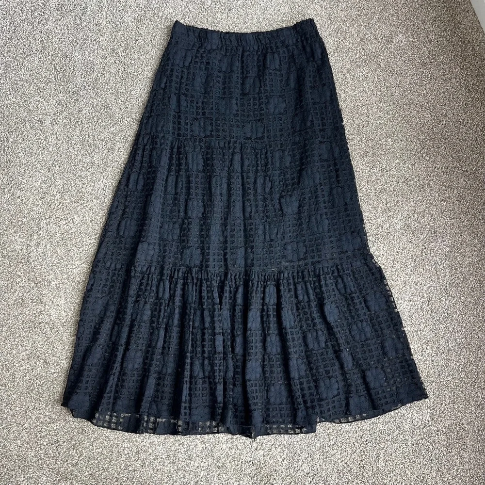 Kate & Mallory Black Floral‎ Lace Maxi Skirt, Size Medium